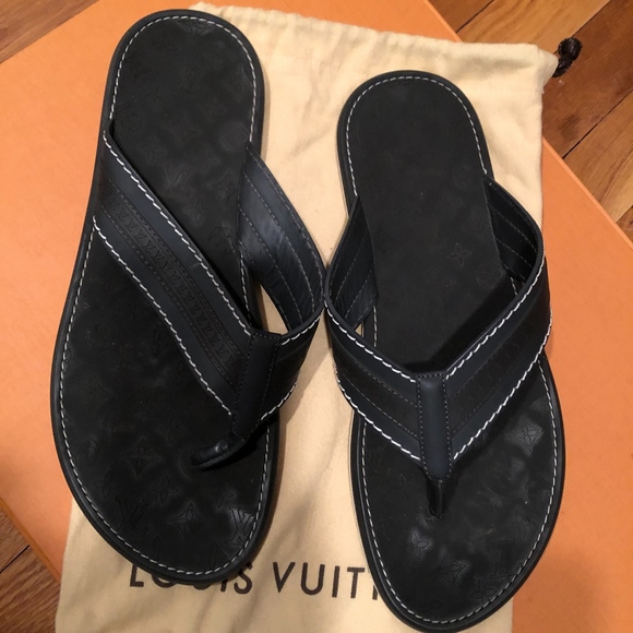 LOUIS VUITTON SLIDE SANDALS FLIP FLOP 39.5 BLACK main image 2